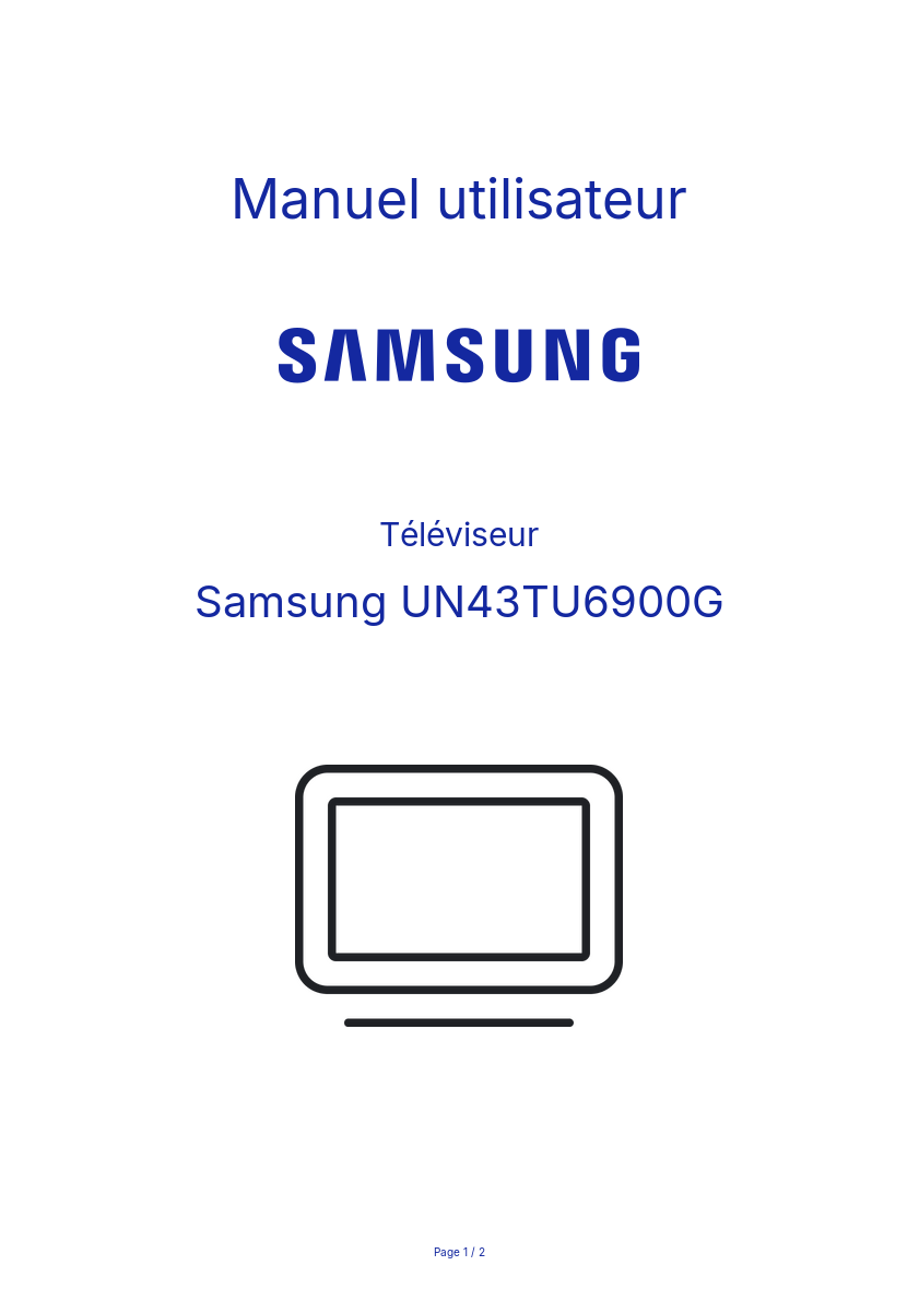 Image de la première page du manuel de l'appareil UN43TU6900G