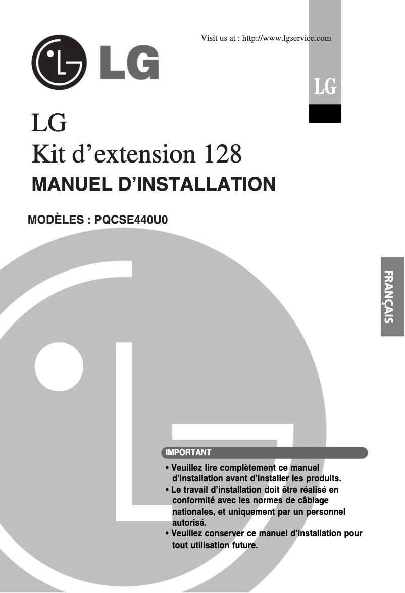 Page 1 de la notice Manuel utilisateur LG PQCSE440U0