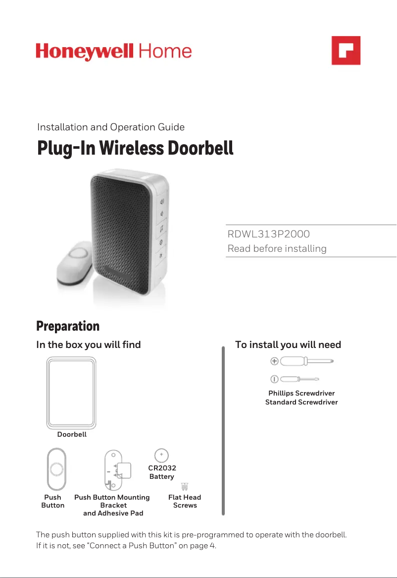 Image de la première page du manuel de l'appareil RDWL313P2000/U
