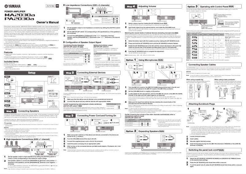 Page 1 de la notice Manuel utilisateur Yamaha PA2030A