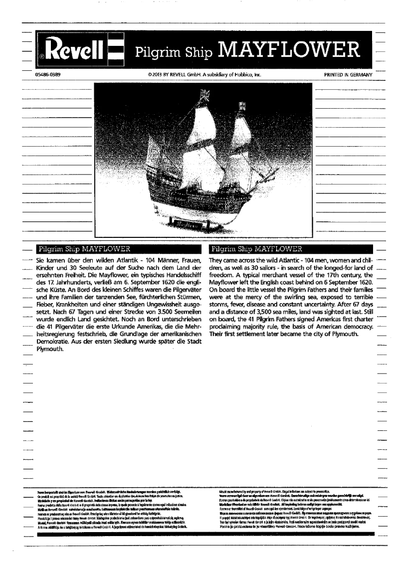 Page n°1 - Manuel utilisateur Revell Pilgrim Ship Mayflower