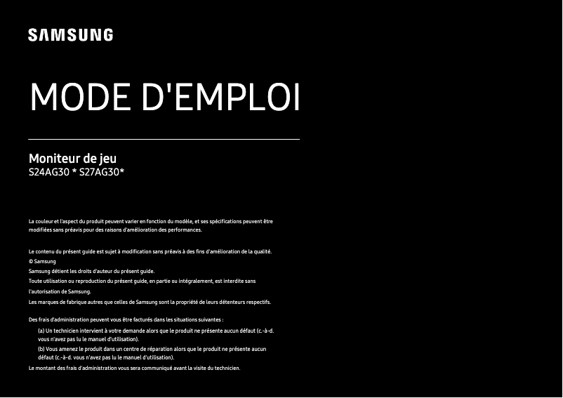Page 1 de la notice Manuel utilisateur Samsung S24AG302NU