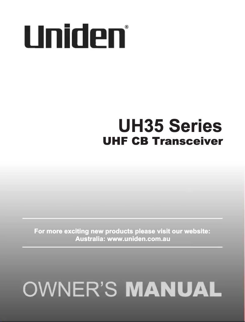 Page n°1 - Manuel utilisateur Uniden UH35-2