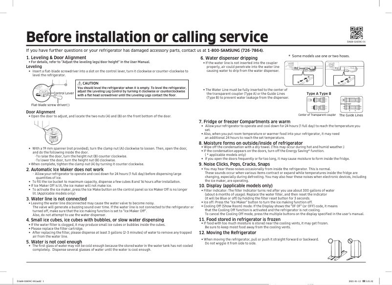 Page 1 de la notice Manuel utilisateur Samsung RS28A5F61S9