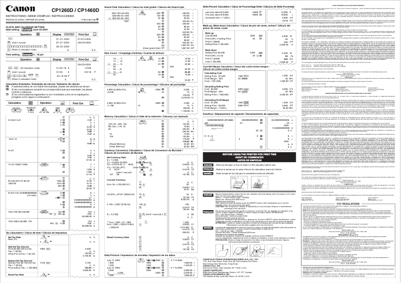 Image de la première page du manuel de l'appareil CP1260D