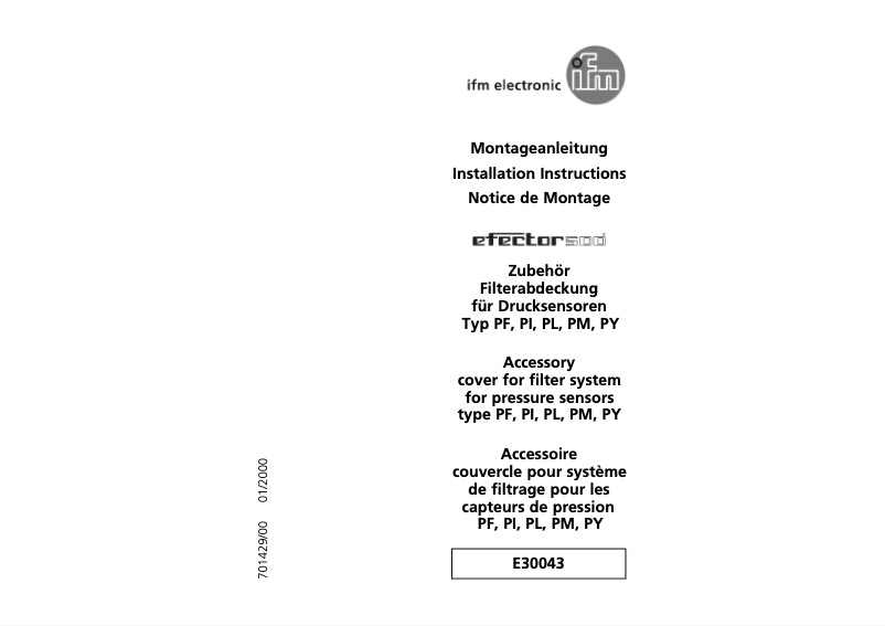 Page 1 de la notice Manuel utilisateur IFM E30043