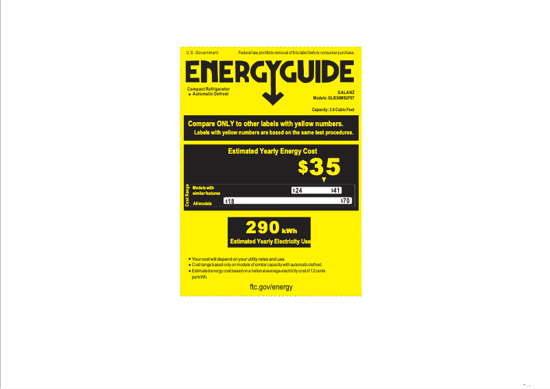 Page n°1 - Label énergétique Galanz GLB36MS2F07