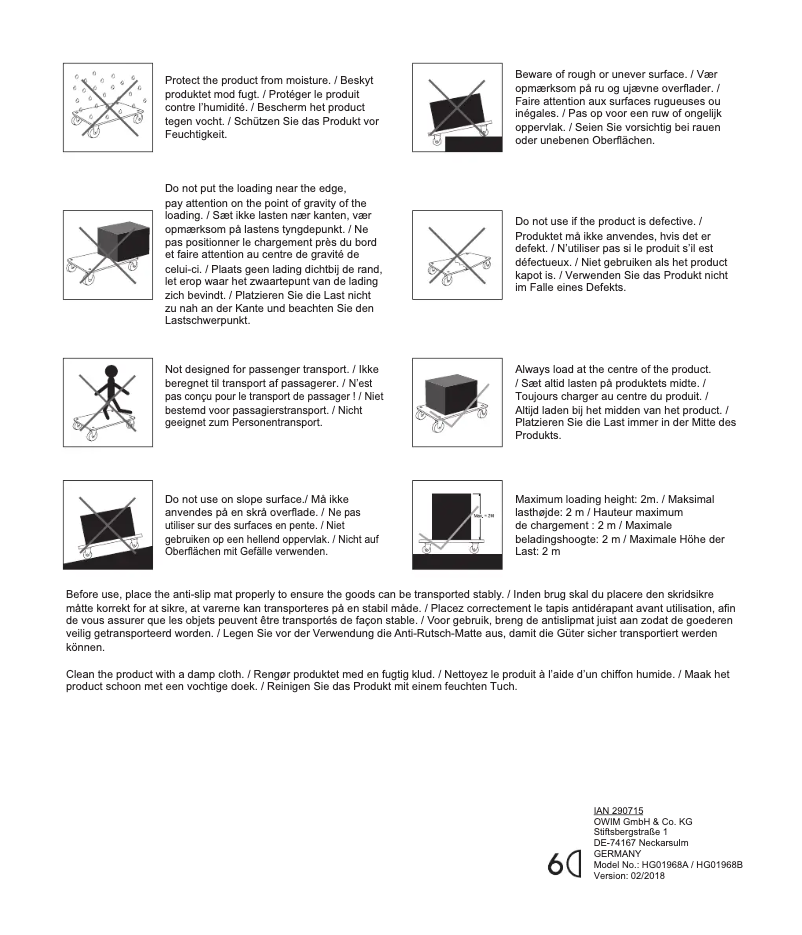 Page 1 de la notice Manuel utilisateur Powerfix HG01968A