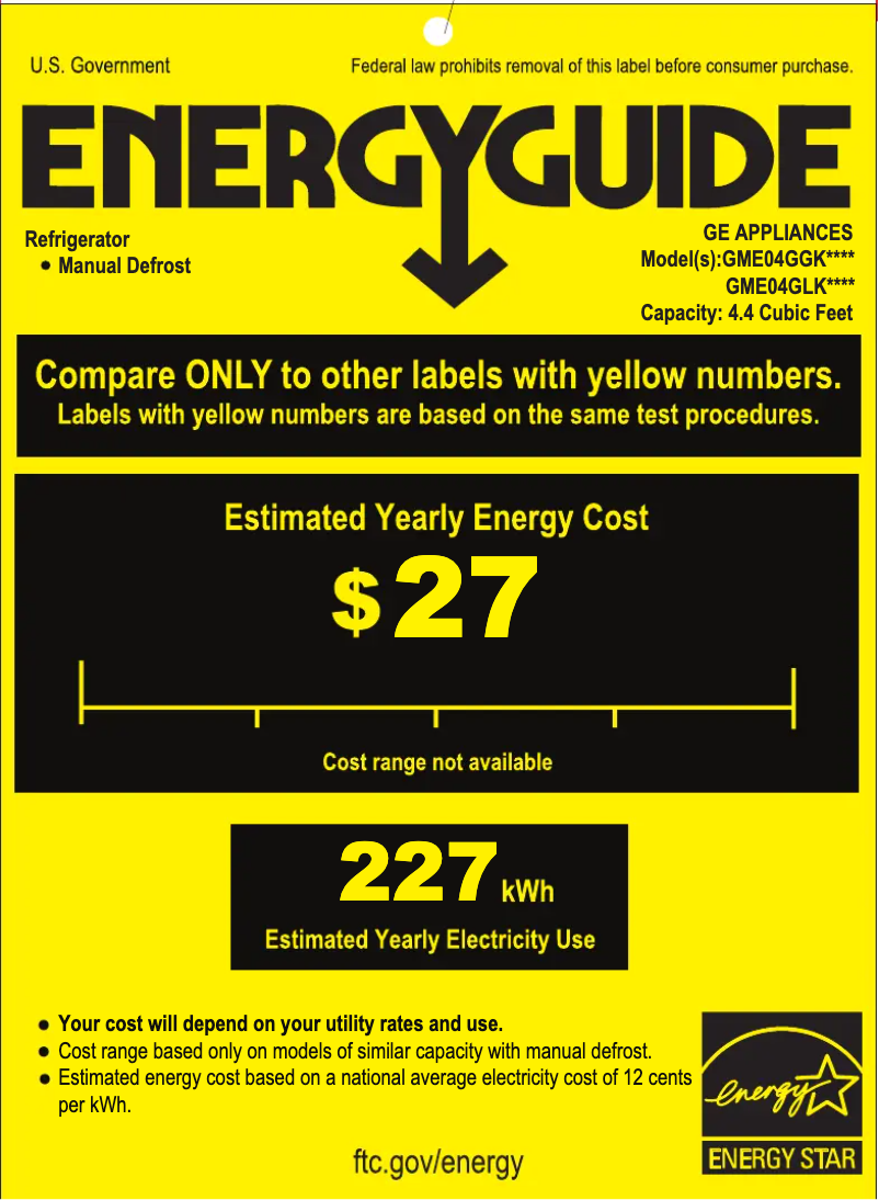 Página 1 del manual Etiqueta energética GE GME04GGKBB
