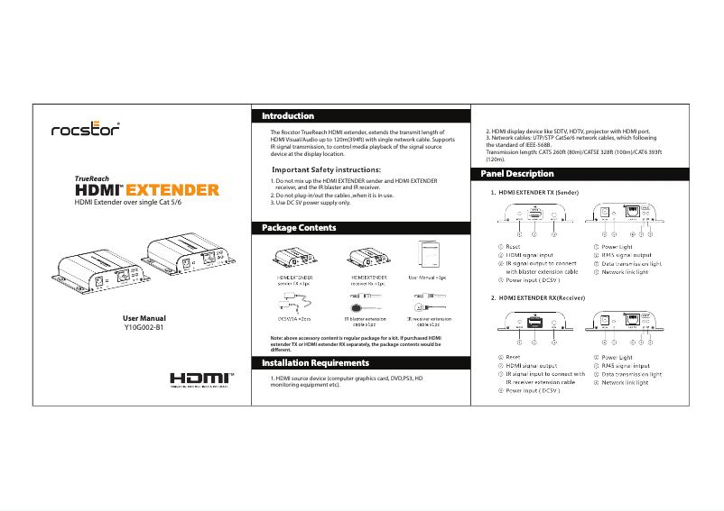 Image de la première page du manuel de l'appareil TrueReach Y10G002-B1
