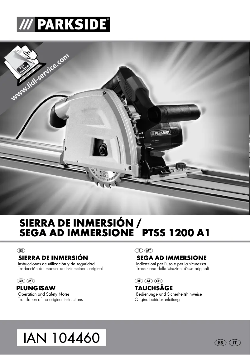 Page 1 de la notice Manuel utilisateur Parkside PTSS 1200 A1