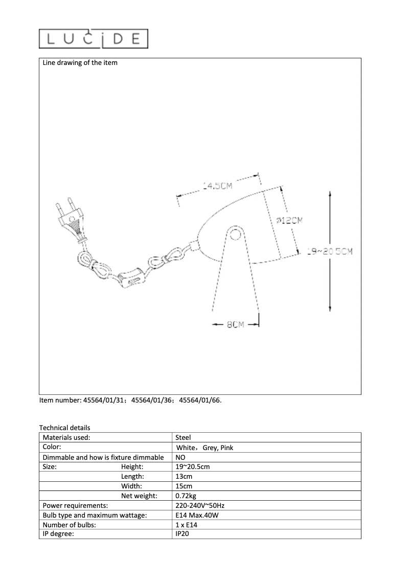 Página 1 del manual Manual de usuario Lucide Chago