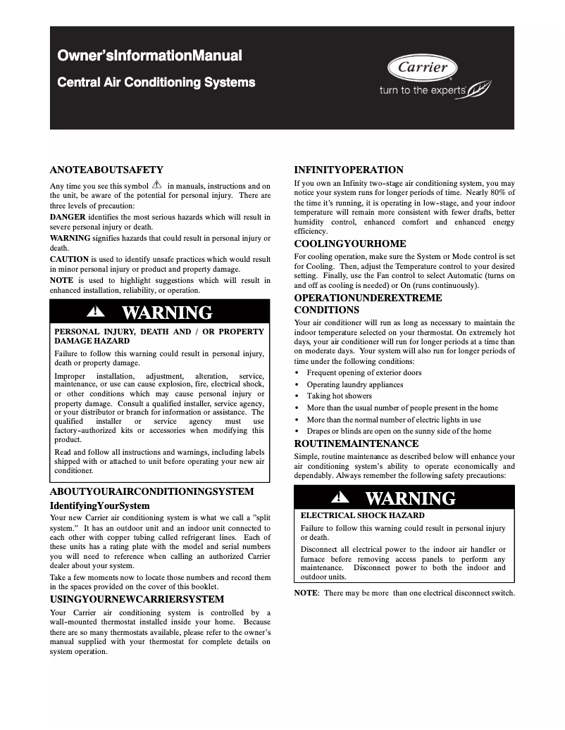 Page n°1 - Manuel utilisateur Carrier Performance 24AHA4