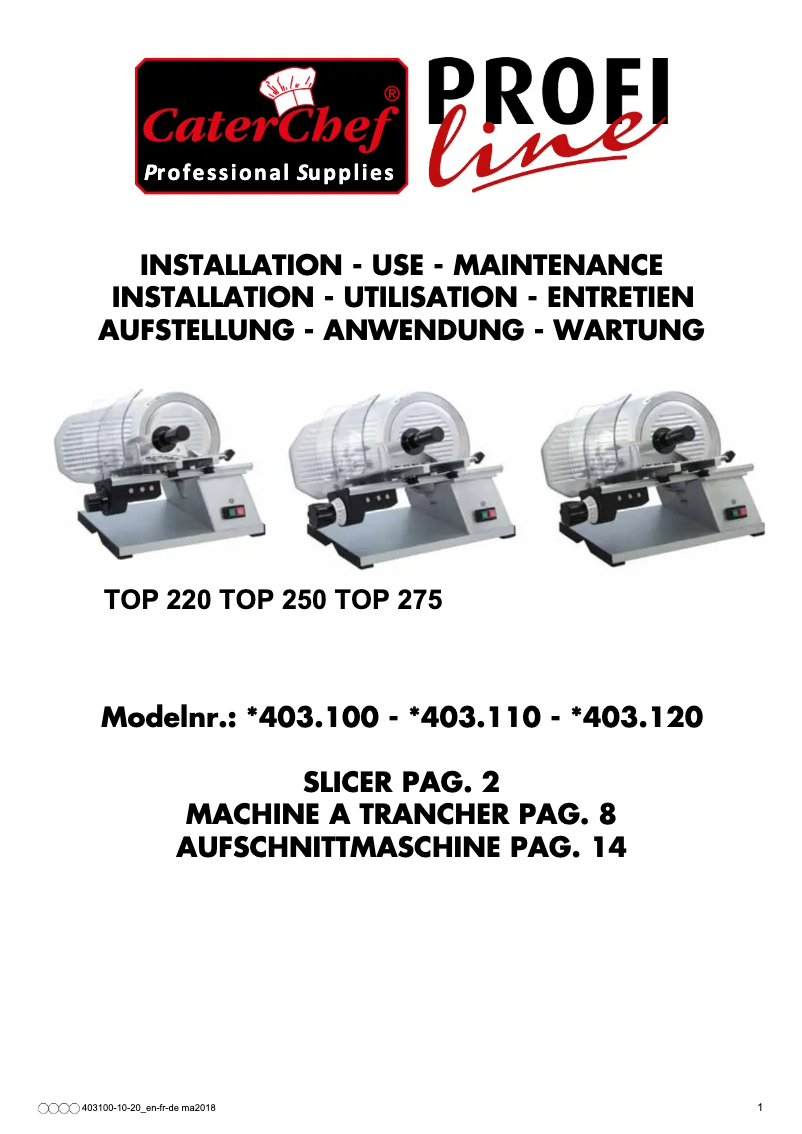 Image de la première page du manuel de l'appareil 403120