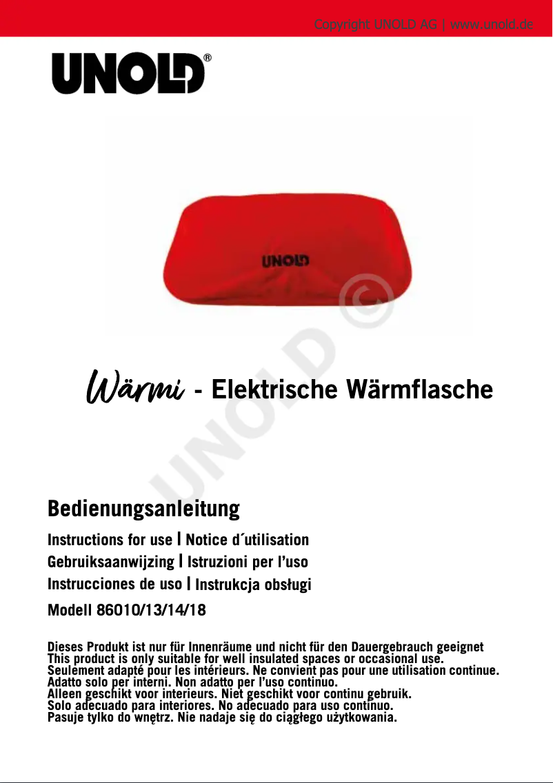 Image de la première page du manuel de l'appareil Wärmi 86010