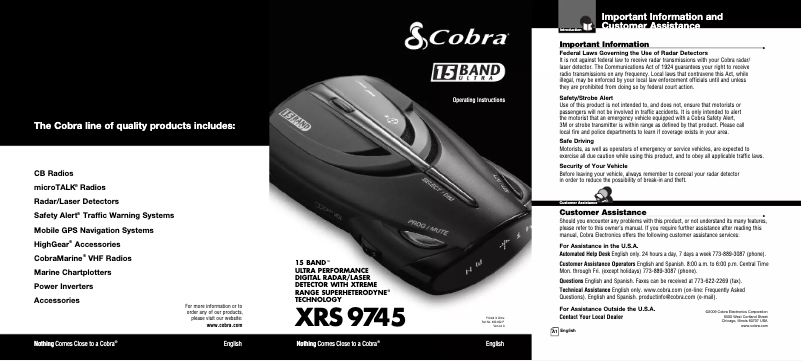 Page 1 de la notice Manuel utilisateur Cobra XRS-9745