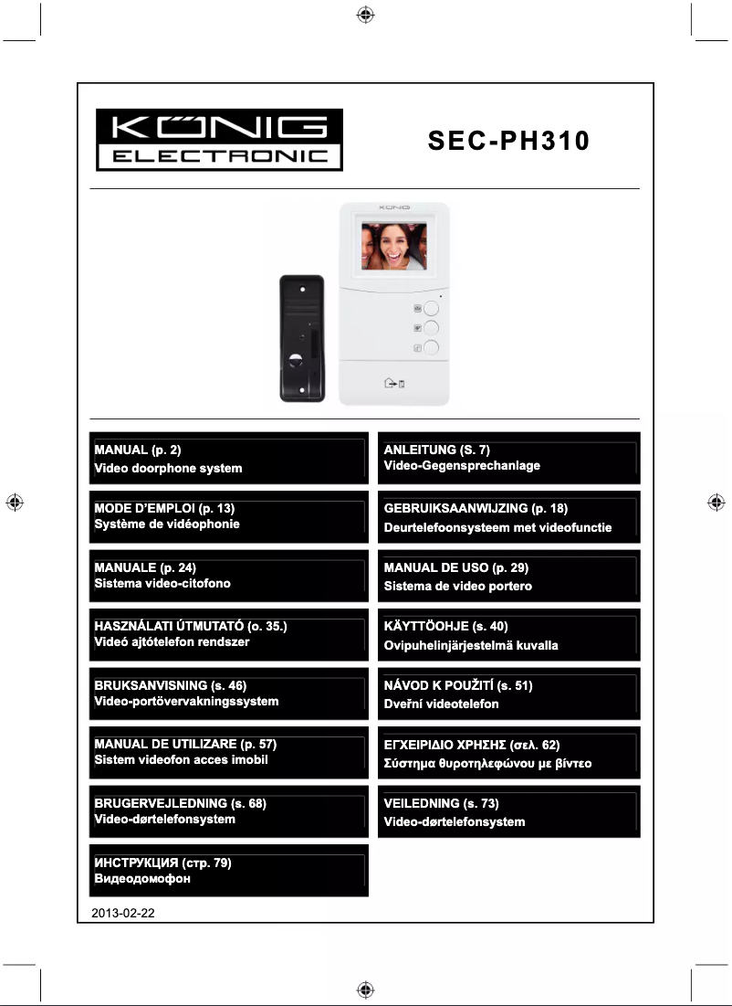 Page n°1 - Manuel utilisateur Konig SEC-PH310