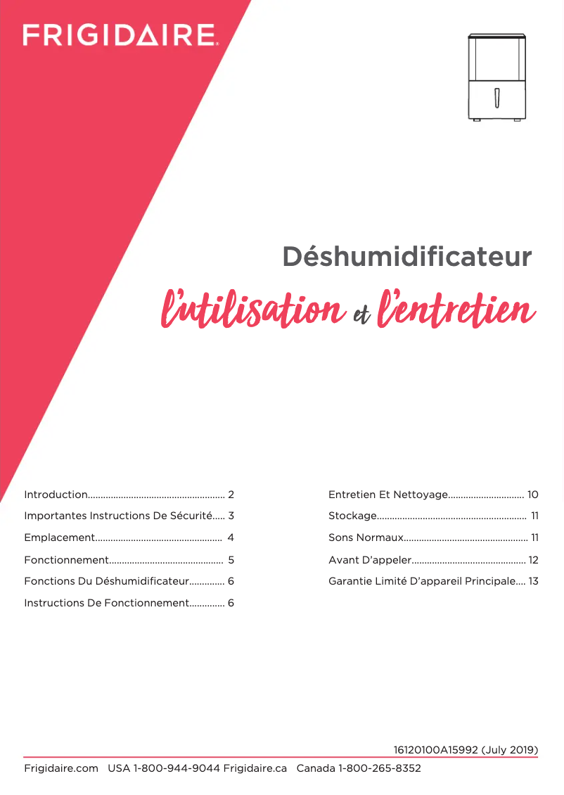 Page n°1 - Manuel utilisateur Frigidaire FFAD2233W1