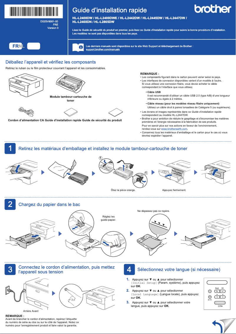 Page 1 de la notice Manuel utilisateur Brother HL-L2445DW