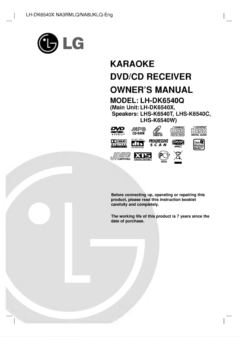 Page 1 de la notice Manuel utilisateur LG LH-DK6540Q