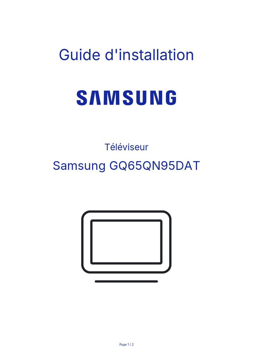 Page n°1 - Guide d'installation Samsung GQ65QN95DAT