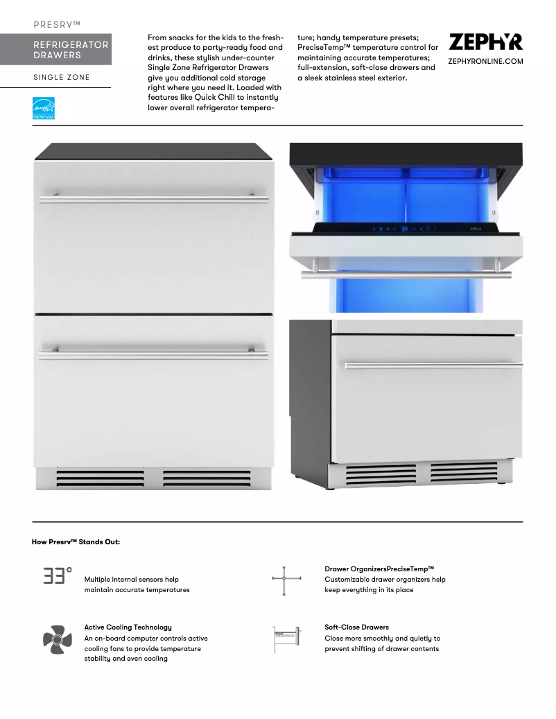 Page n°1 - Fiche technique Zephyr Presrv PRRD24C1AS