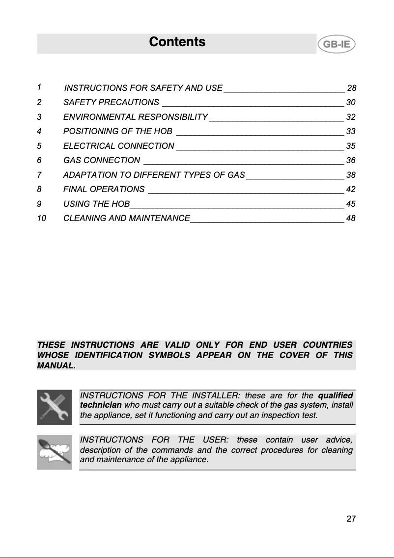 Page n°1 - Manuel utilisateur Smeg SER64SNX3