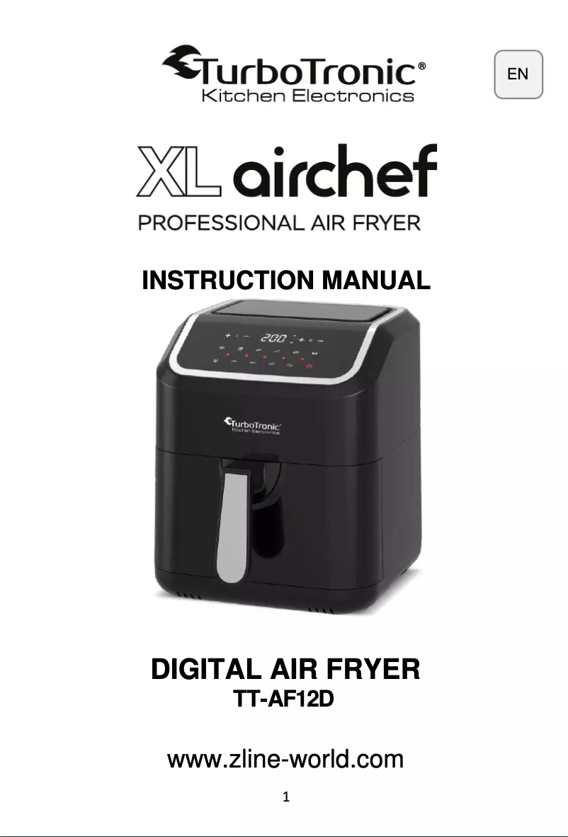 Image de la première page du manuel de l'appareil XL Airchef TT-AF12D