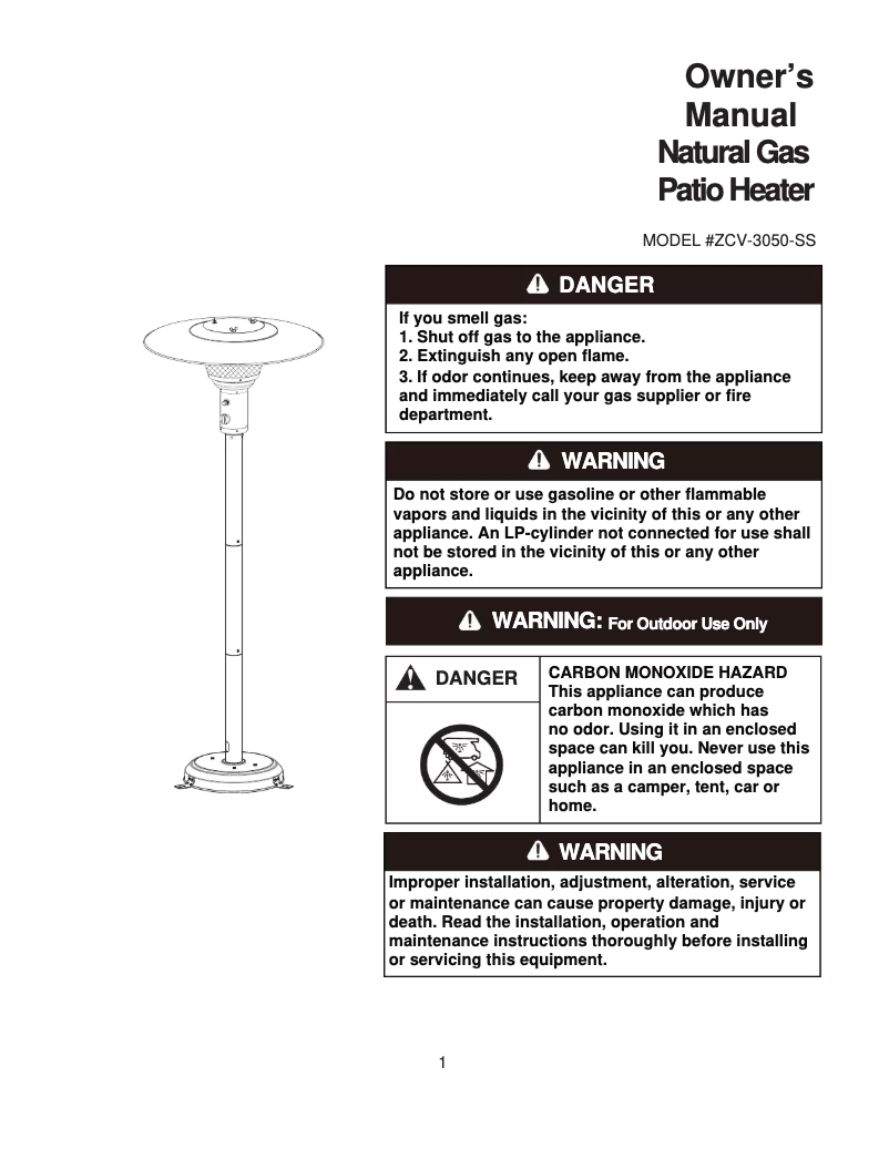 Image de la première page du manuel de l'appareil ZCV-3050-SS