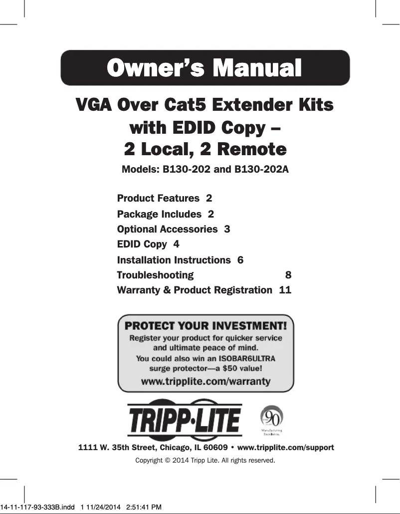 Image de la première page du manuel de l'appareil B130-202A