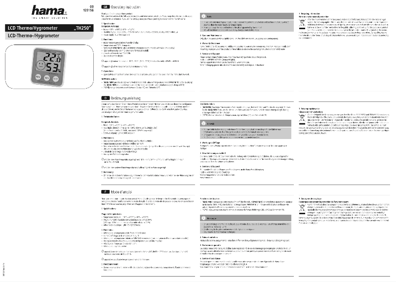 Image de la première page du manuel de l'appareil TH250