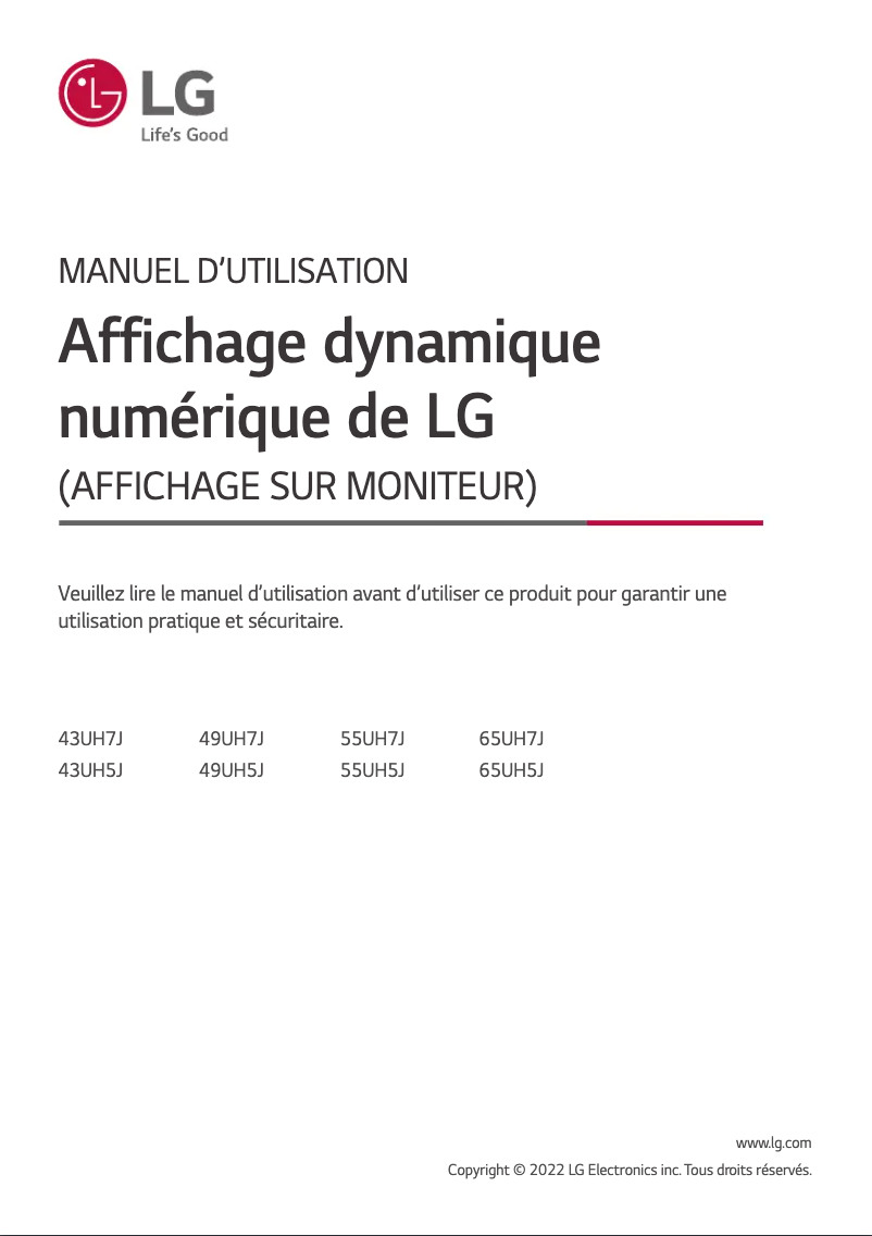 Page n°1 - Manuel utilisateur LG 55UH7J