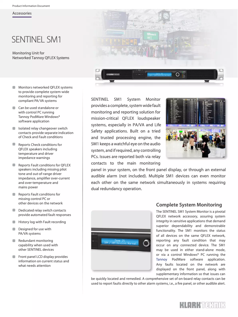 Page n°1 - Fiche technique Klark Teknik Sentinel SM1