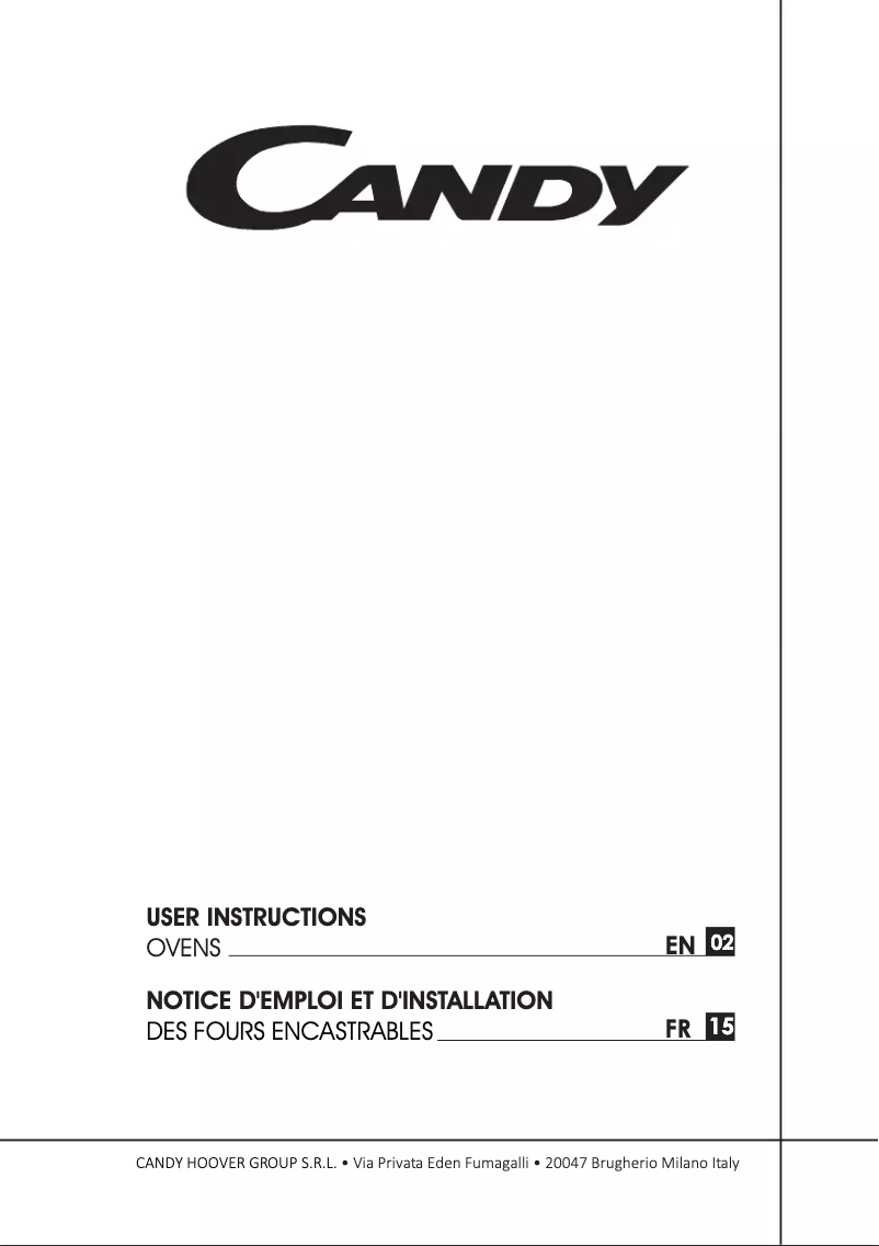 Page 1 de la notice Manuel utilisateur Candy FCXE886X