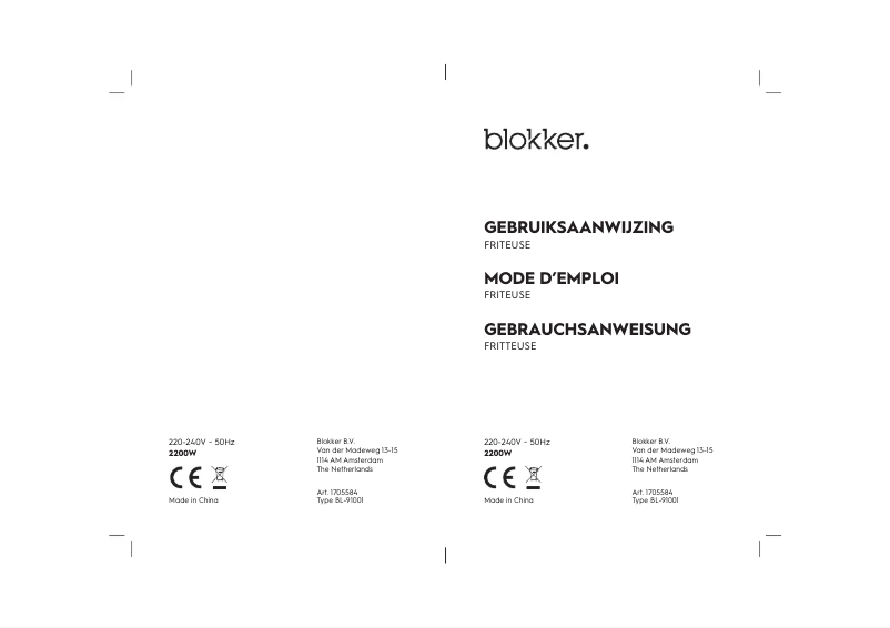 Page 1 de la notice Manuel utilisateur Blokker BL-91001