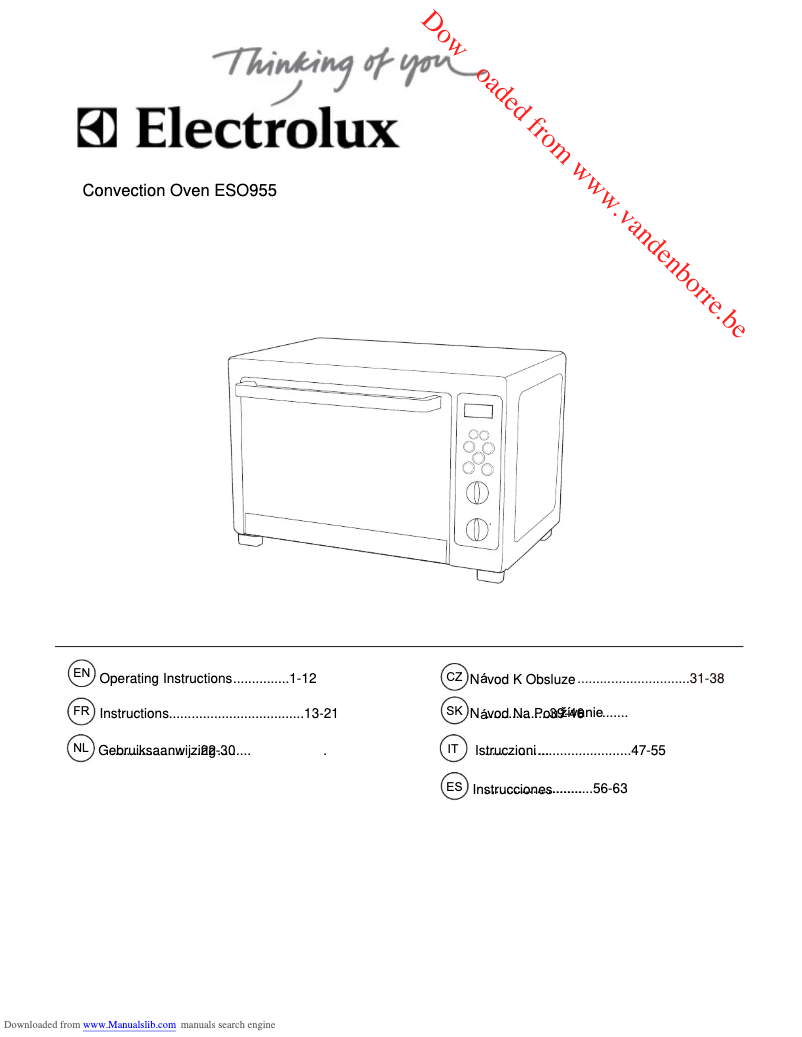 Page 1 de la notice Manuel utilisateur Electrolux ESO955