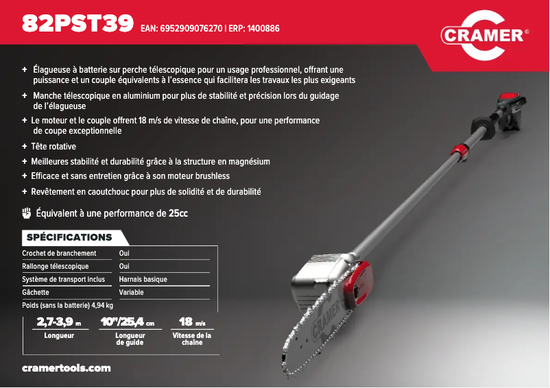 Page n°1 - Manuel utilisateur Cramer 82PST39