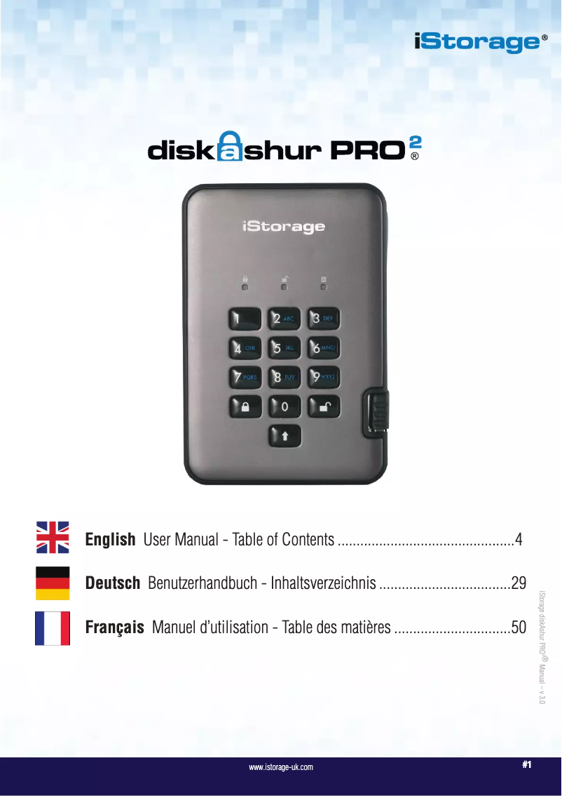 Page n°1 - Manuel utilisateur iStorage diskAshur Pro