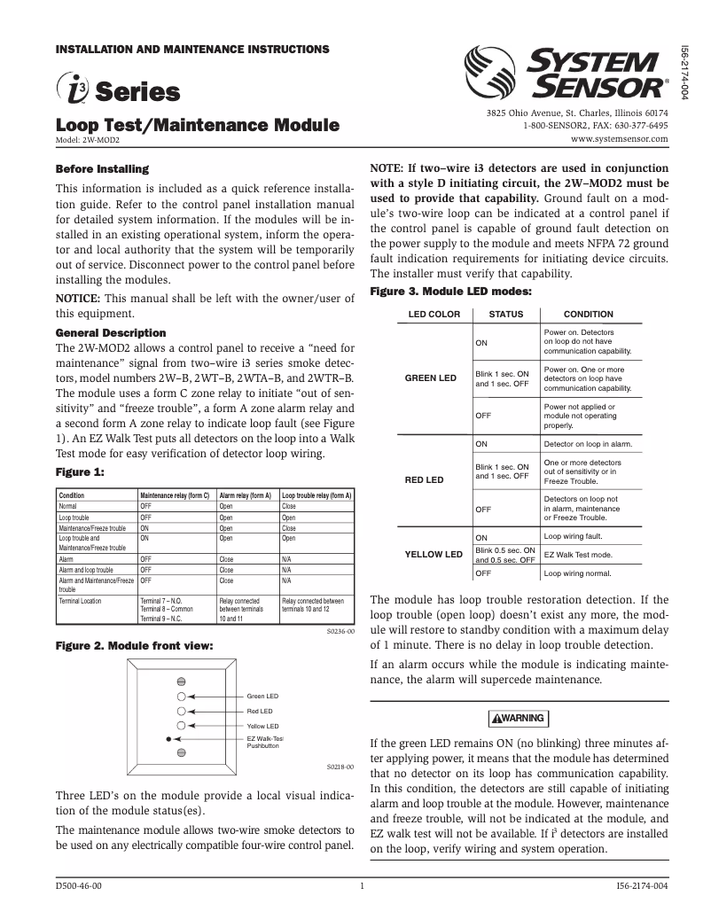 Página 1 del manual Manual de usuario System Sensor 2W-MOD2