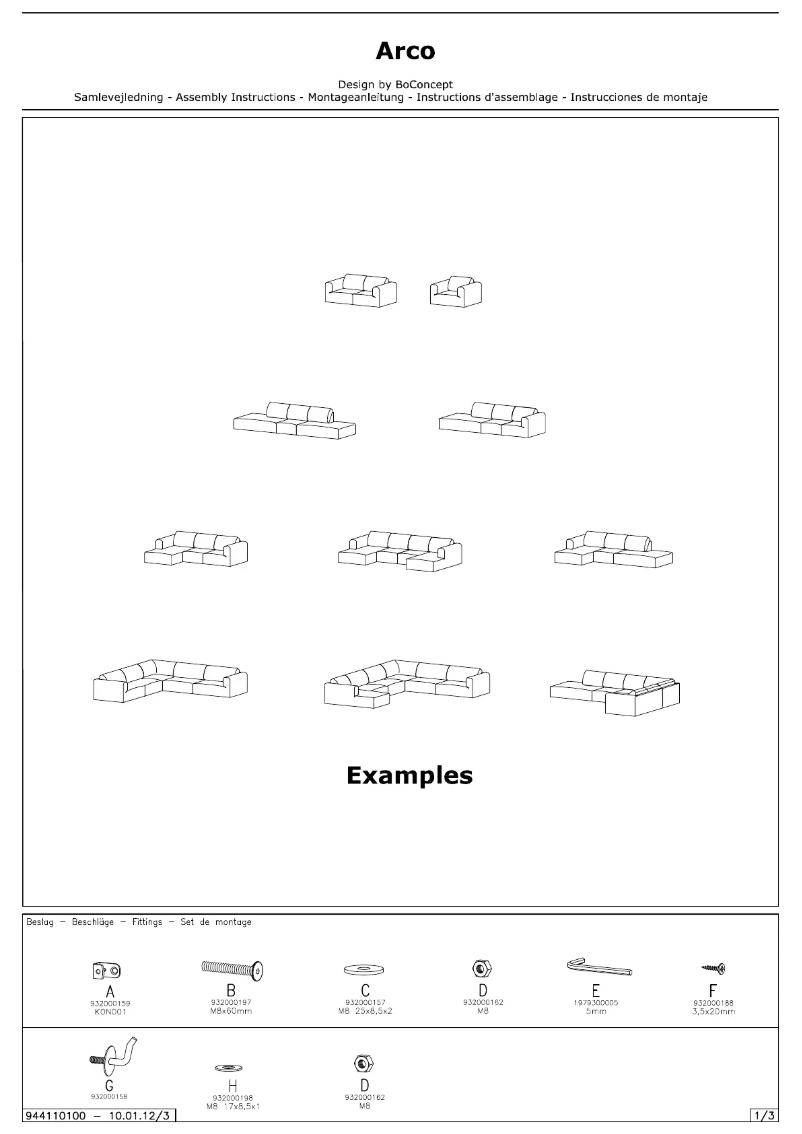 Page n°1 - Manuel utilisateur BoConcept Arco