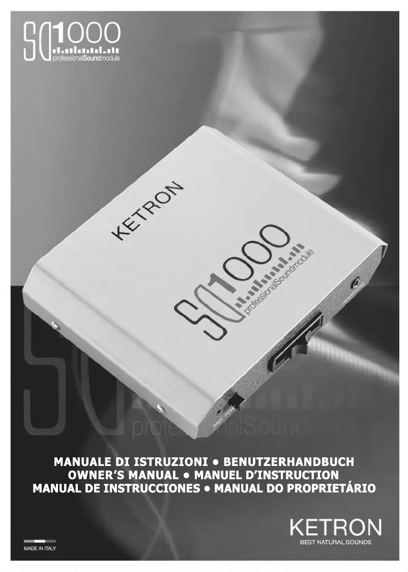 Page n°1 - Manuel utilisateur Ketron SD1000