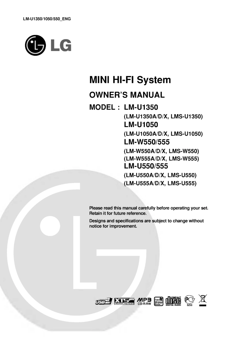Page 1 de la notice Manuel utilisateur LG LM-U555X