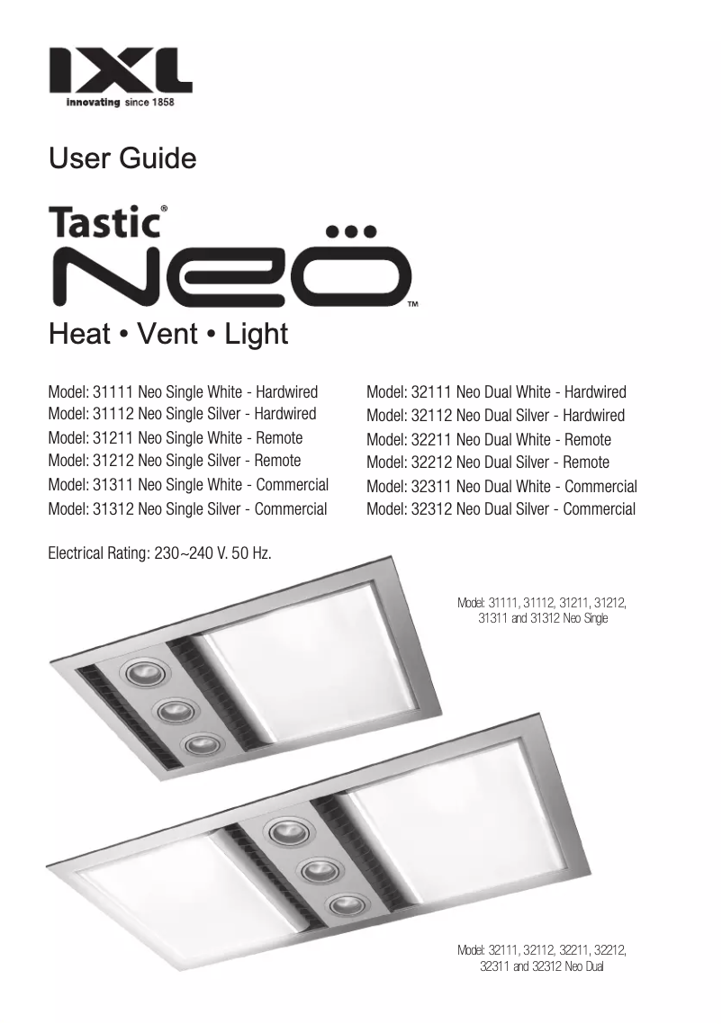 Page 1 de la notice Manuel utilisateur IXL Neo Tastic 31113