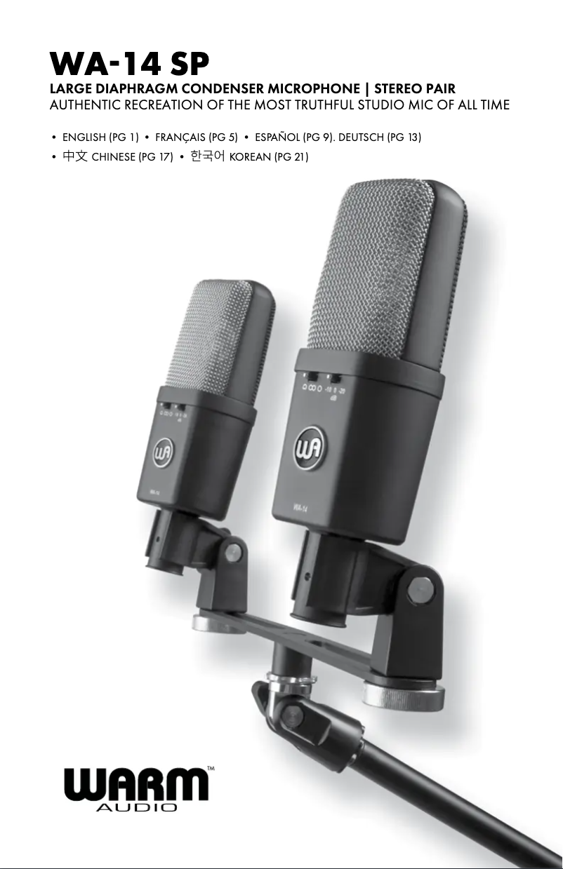 Page 1 de la notice Manuel utilisateur Warm Audio WA-14 SP