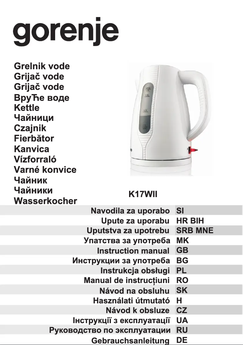 Page 1 de la notice Manuel utilisateur Gorenje K17WII