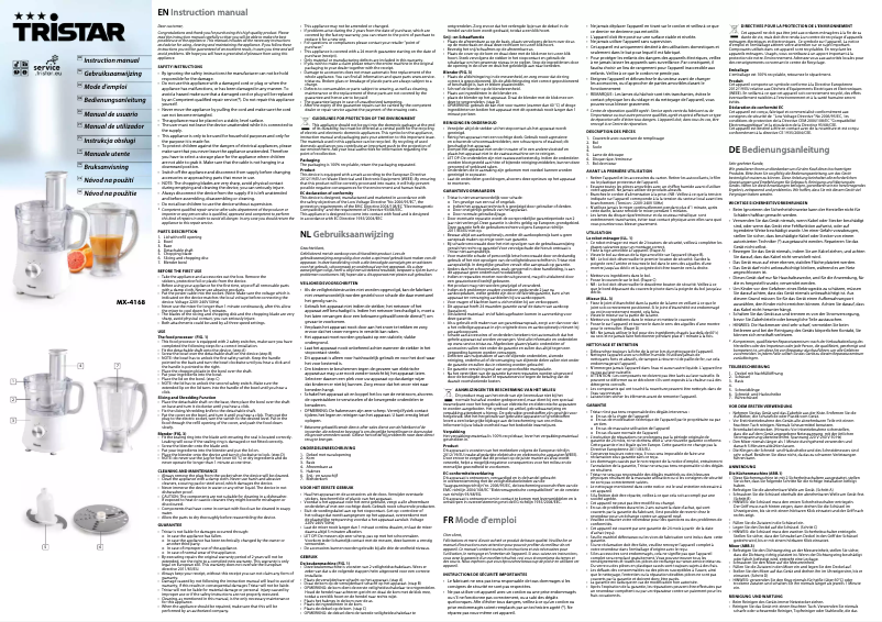 Page n°1 - Manuel utilisateur TriStar MX-4168