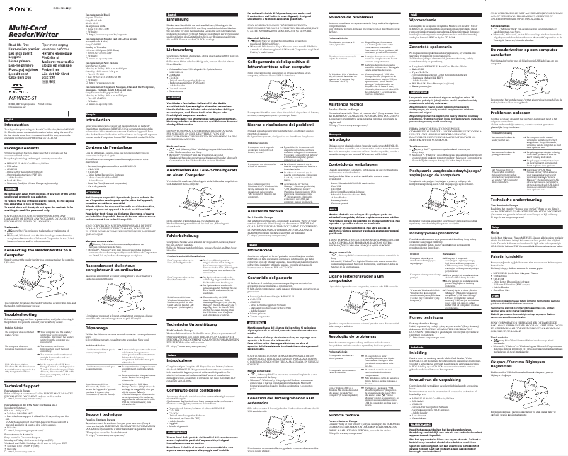 Page 1 de la notice Guide d'installation Sony MRW62E-S1