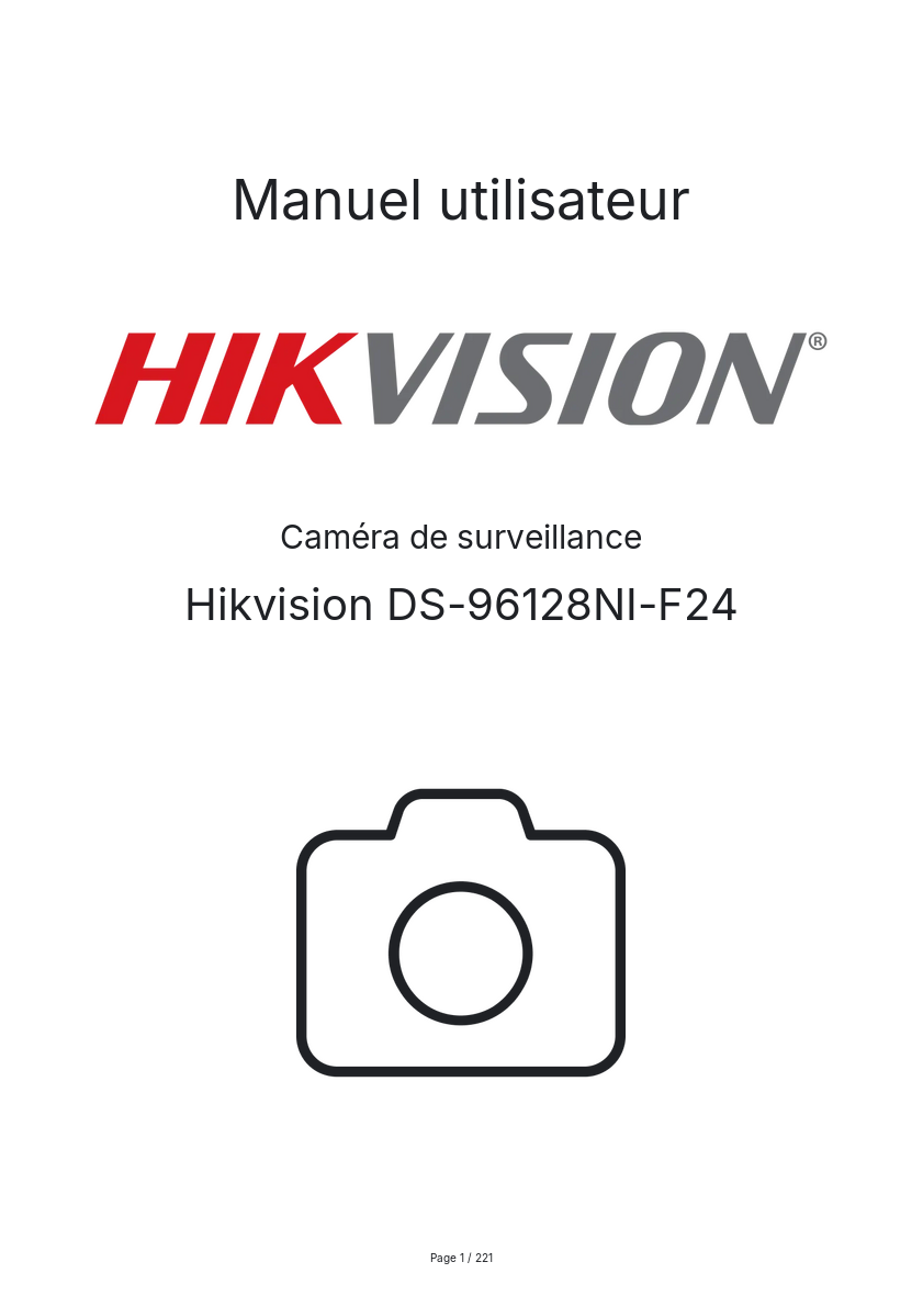 Page n°1 - Manuel utilisateur Hikvision DS-96128NI-F24