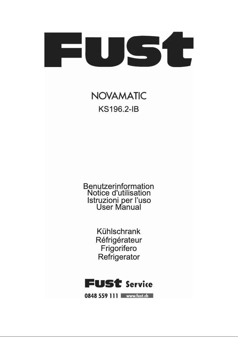Page n°1 - Manuel utilisateur Novamatic KS 196.2-IB