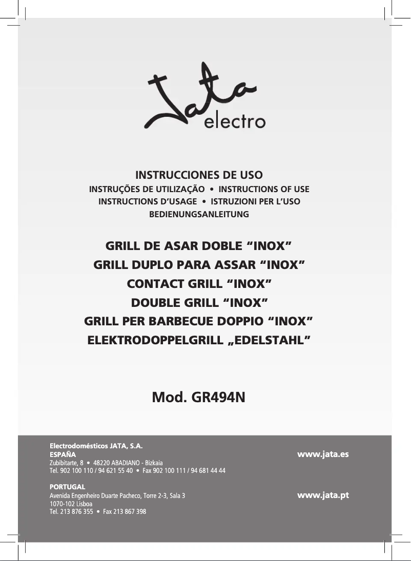 Page 1 de la notice Manuel utilisateur Jata GR494N